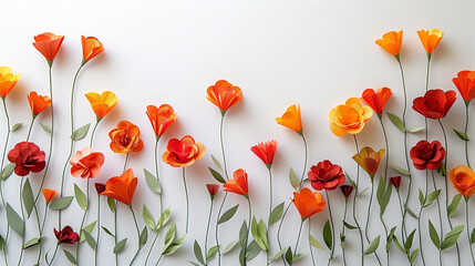 Crepe Paper Flowers Growing from Bottom of Screen - obrazy, fototapety, plakaty