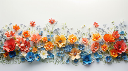 Crepe Paper Flowers Growing from Bottom of Screen - obrazy, fototapety, plakaty
