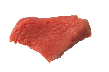 Veal pieces raw isolated on white background.