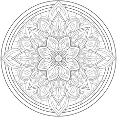 Mandala for Coloring Book with Clear Lines and No Shading