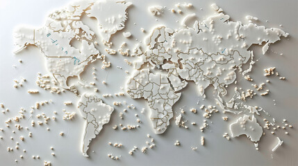 Realistic World Map Made of Transparent Glass Front View - obrazy, fototapety, plakaty