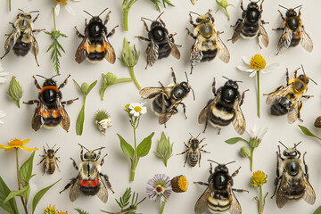 Diversity and Uniqueness of Native Bumblebee Species found in Ohio: A Detailed Illustration - obrazy, fototapety, plakaty