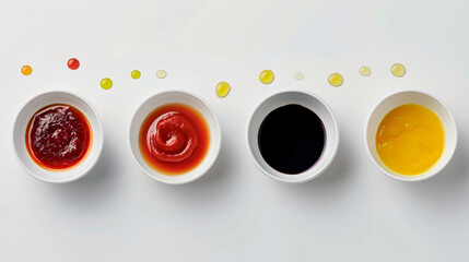 Selection of Sauces in White Bowls