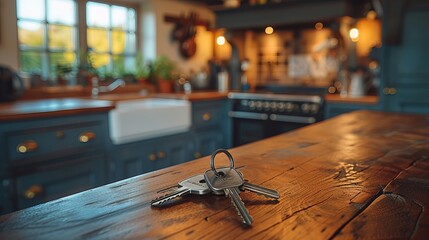 keys to a new house on a wooden table