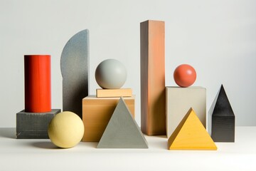 Exploring geometric shapes through visual aids and educational materials in a classroom setup for mathematics education and learning concepts with 3d objects