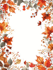 Autumn Rectangular Illustrative Border, A4 Word Document Decoration