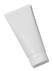 Empty white plastic tube for cosmetics on transparent background. Mockup. Packaging for cream, gel,...