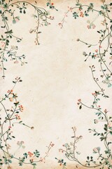Vintage Botanical Floral Paper Texture - obrazy, fototapety, plakaty