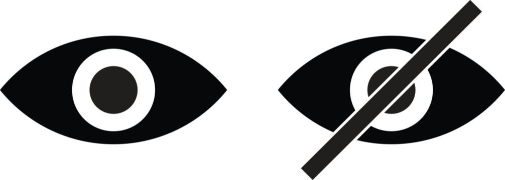 Eye and no eye icons . See and unsee eye icon . Show and hide icon . Vector illustration