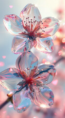 Cherry Blossoms in Spring, Futuristic 3D Rendering