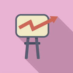 Graph speech board icon flat vector. Social strategy. Public conference