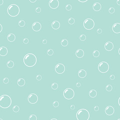 Seamless pattern with bubbles. Vector illustration on blue background.
