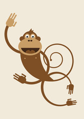 Cute monkey, animal vector illustration, rare and endangered mammal, wild, detailed vector file, fully editable, for posters, isolated, clip art, nursery home decor