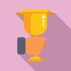 Leader handle cup icon flat vector. Success course. Leadership training