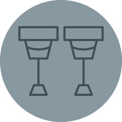 Crutches Grey Line Circle Icon