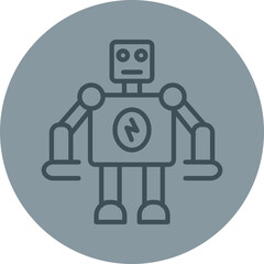 Robotics Grey Line Circle Icon