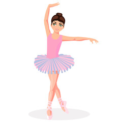 Ballerina in a pink dress without background
