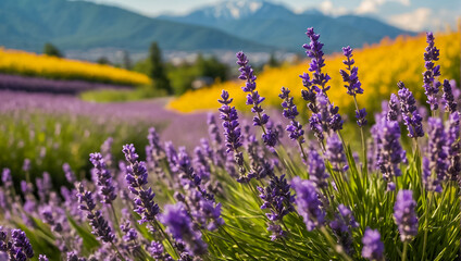 Naklejka premium Beautiful lavender flowers in Japan