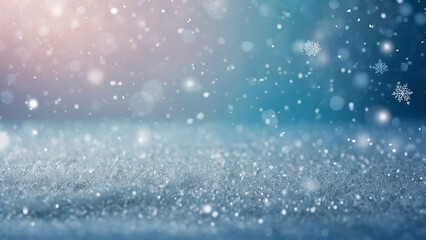 Abstract winter background with snow, blurred snowflakes, macro, close-up. AI generative. - 786618677