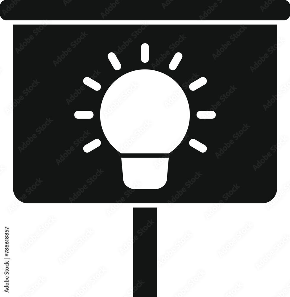 Poster new idea bulb on banner icon simple vector. meeting presentation. course lecture