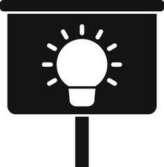 New idea bulb on banner icon simple vector. Meeting presentation. Course lecture