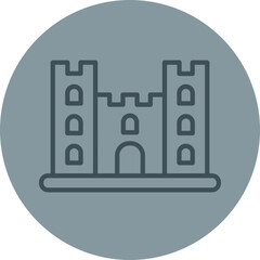 Sand Castle Grey Line Circle Icon