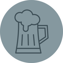 Beer Grey Line Circle Icon