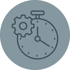 Time Management Grey Line Circle Icon