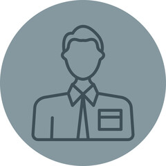Businessman Grey Line Circle Icon