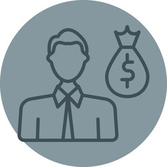 Employee Growth Grey Line Circle Icon