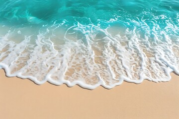 Fototapeta na wymiar ホット・サンド・サンセット：真夏の砂浜で輝く波,Hot Sand Sunset: Shining waves on a sandy beach in midsummer,Generative AI