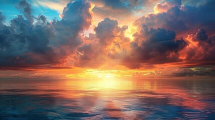 Sunrise over the sea and beautiful cloudscape.