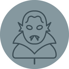 Vampire Grey Line Circle Icon