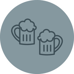 Beer Grey Line Circle Icon