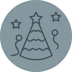 Party Hat Grey Line Circle Icon