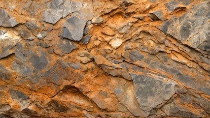 Natural color aged stone texture, rough rock background. AI generative.