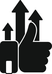 Rise arrows thumb up icon simple vector. Business success. Training strategy