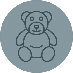 Bear Grey Line Circle Icon