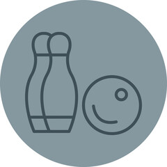 Bowling Grey Line Circle Icon