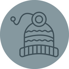 Knit hat Grey Line Circle Icon