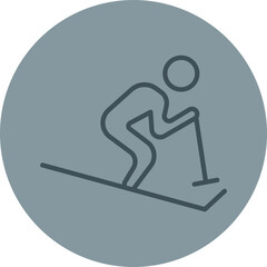 Skiing Grey Line Circle Icon
