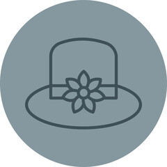 Fedora hat Grey Line Circle Icon