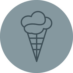 Ice cream Grey Line Circle Icon