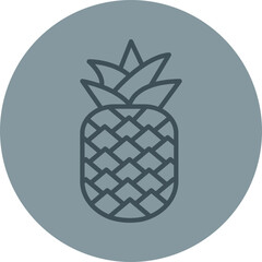 Pineapple Grey Line Circle Icon