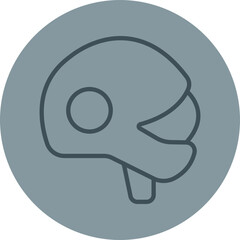 Bike Helmet Grey Line Circle Icon
