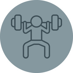 Weight Lifting Grey Line Circle Icon