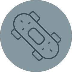 Skateboard Grey Line Circle Icon