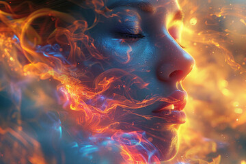 Consciousness soul of a woman onceptual AI generative illustration surreal fantasy art