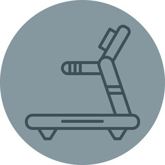 Treadmill Machine Grey Line Circle Icon