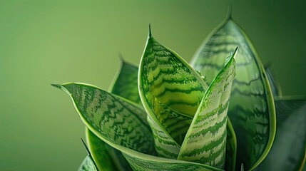 the Snake Plant against a lush green background, captured with stunning detail using a macro lens for mesmerizing close-up shots.